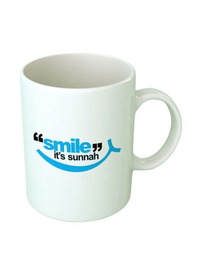 Buy Smile Printed Coffee Mug White/Blue/Black in Egypt