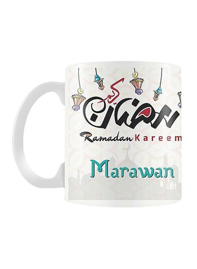 Buy Printed Ceramic Coffee Mug White/Black/Red in Egypt