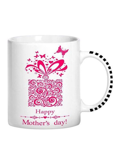 Buy Printed Ceramic Coffee Mug White/Pink/Black in Egypt