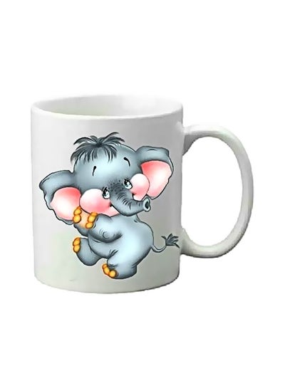 اشتري Elephant Printed Mug أبيض/ رمادي/ وردي Standard في مصر