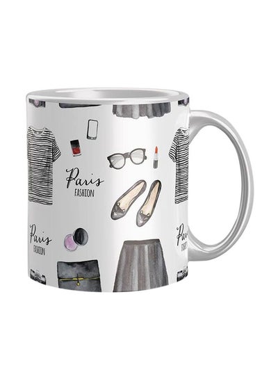 Buy Printed Ceramic Coffee Mug White/Grey/Black One Size in Egypt