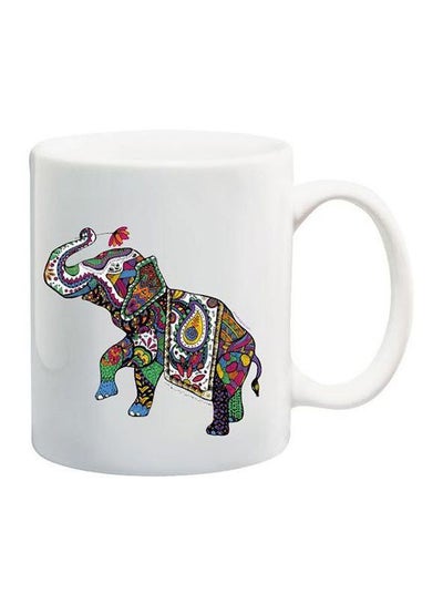 Buy Printed Ceramic Mug White/Green/Pink in Egypt