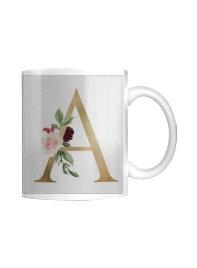 Buy Printed Ceramic Coffee Mug White/Yellow/Green in Egypt