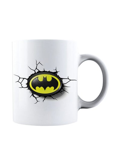 Buy Batman Logo Printed Ceramic Coffee Mug White/Black/Yellow in Egypt