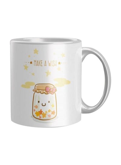 Buy Printed Ceramic Coffee Mug White/Grey/Yellow Standard in Egypt