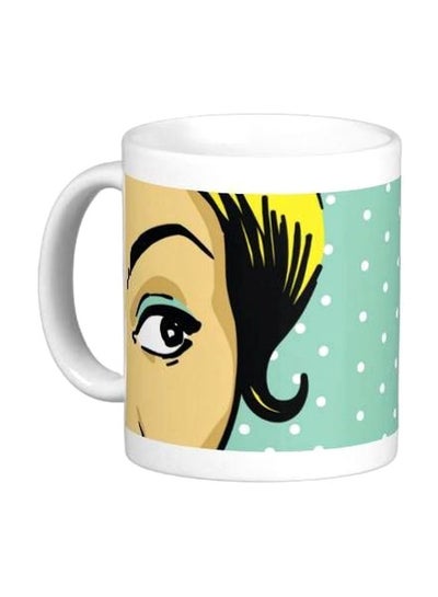 Buy Printed Ceramic Coffee Mug White/Green/Yellow Standard in Egypt