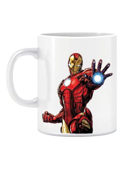 Buy Iron Man Printed Ceramic Mug White/Gold/Red in Egypt