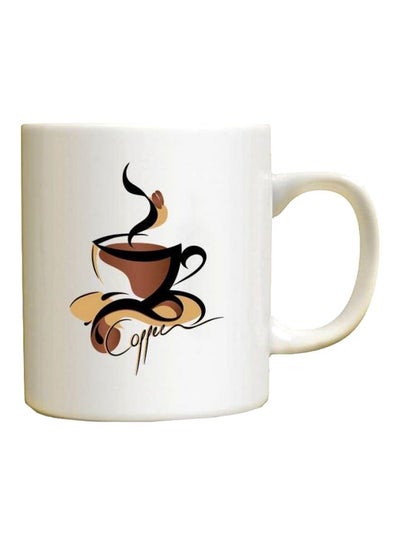 Buy Printed Ceramic Coffee Mug White/Brown/Black Standard Size in Egypt