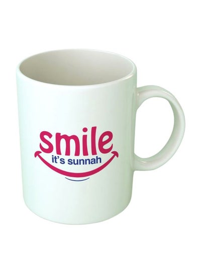 Buy Printed Ceramic Coffee Mug White/Blue/Pink Standard Size in Egypt