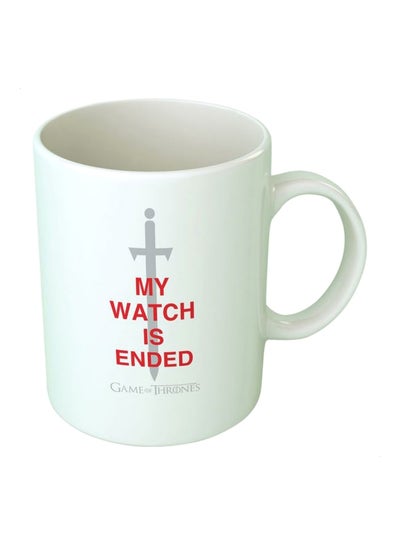 Buy My Watch Is Ended Printed Ceramic Mug White/Grey/Red in Egypt