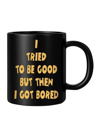 Buy Printed Ceramic Mug Black/Yellow in Egypt