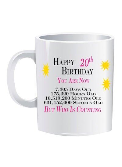 Buy Happy 20th Birthday Printed Coffee Mug White/Black/Pink Standard in Egypt