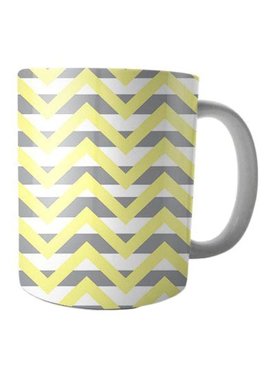 Buy Printed Ceramic Coffee Mug White/Grey/Yellow Standard in Egypt