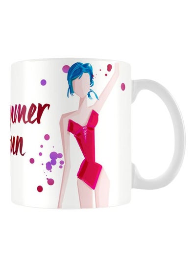 Buy Printed Ceramic Mug White/Pink/Beige in Egypt