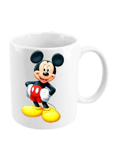 Buy Mickey Mouse Print Ceramic Coffee Mug White/Red/Beige in Saudi Arabia