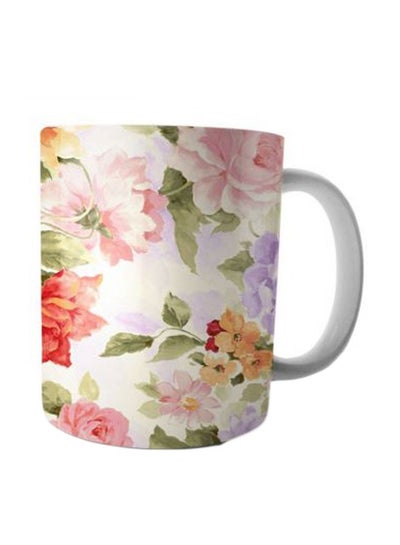 Buy Printed Ceramic Coffee Mug Beige/Pink/Purple 350ml in Egypt