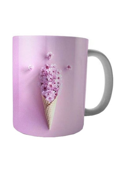 Buy Printed Ceramic Coffee Mug Purple/Beige Standard in Egypt