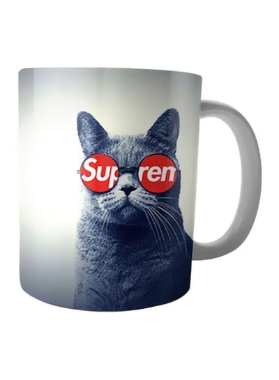 Buy Cat Printed Coffee Mug White/Grey/Red Standard in Egypt