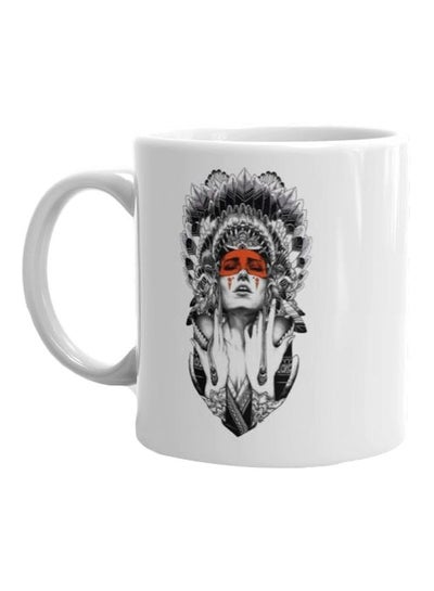 Buy Native American Tribes Printed Mug White/Black/Red in Egypt