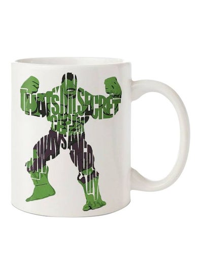 اشتري مج مزين بنمط مطبوع بكلمة "Hulk" أبيض/ أخضر/ أسود Standard Size في مصر