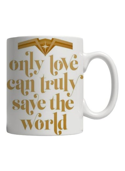 Buy Only Love Can Truly Save The World Printed Mug White/Gold in Egypt