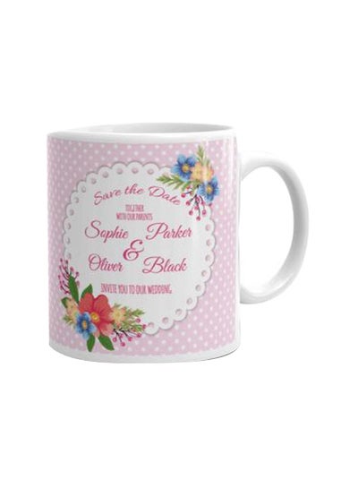 Buy Printed Ceramic Mug White/Pink/Green in Egypt