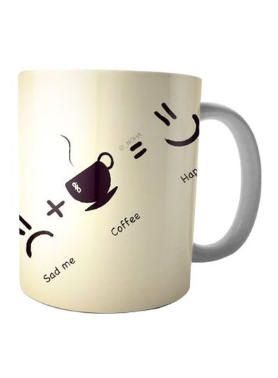 Buy Printed Ceramic Coffee Mug Beige/Brown/White 350ml in Egypt