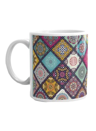 Buy Printed Ceramic Mug Blue/Yellow/Pink in Egypt