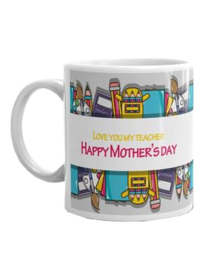 Buy Printed Ceramic Mug White/Pink/Yellow in Egypt