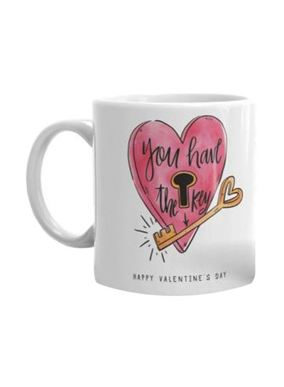 اشتري Your Heart The Key Printed Ceramic Mug أبيض/أحمر/بيج Standard في مصر