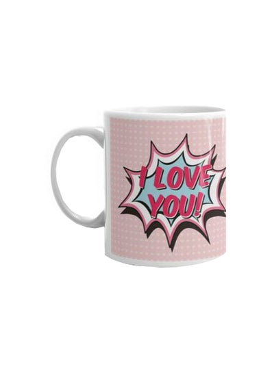 Buy Printed Ceramic Mug Pink/White in Egypt