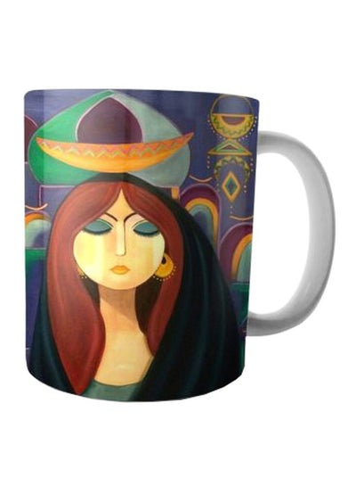 Buy Printed Ceramic Coffee Mug Purple/Brown/Beige Standard in Egypt