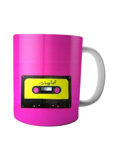 Buy Printed Ceramic Coffee Mug Pink/Yellow/Black Standard in Egypt