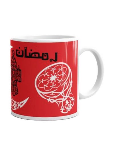 Buy Printed Ceramic Mug Red/White/Black in Egypt