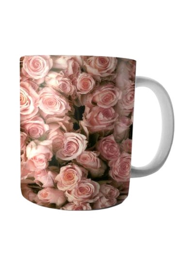 Buy Printed Ceramic Coffee Mug Brown/Pink 350ml in Egypt