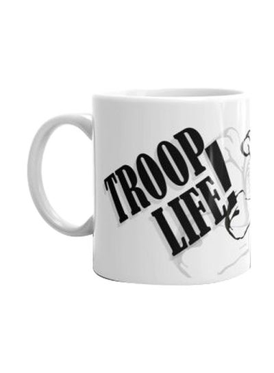 Buy Troop Life Printed Ceramic Mug White/Black in Egypt