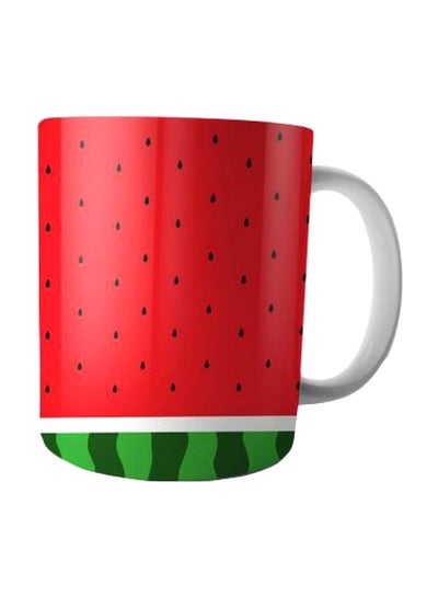 Buy Printed Ceramic Coffee Mug Red/Green/White Standard in Egypt