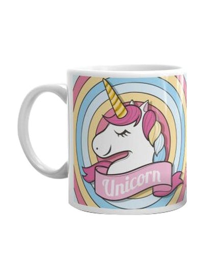 Buy Printed Ceramic Mug Pink/Blue/White in Egypt