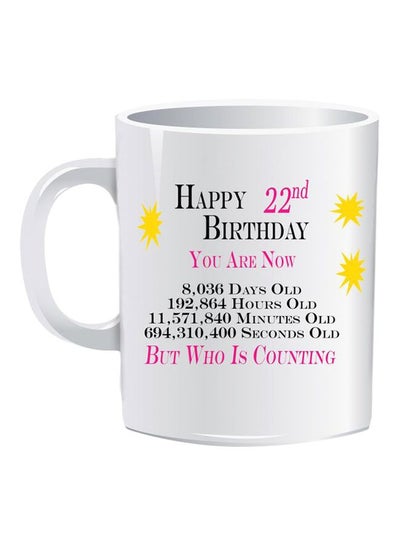 Buy Happy 22nd Birthday Printed Mug White/Black/Yellow Standard in Egypt