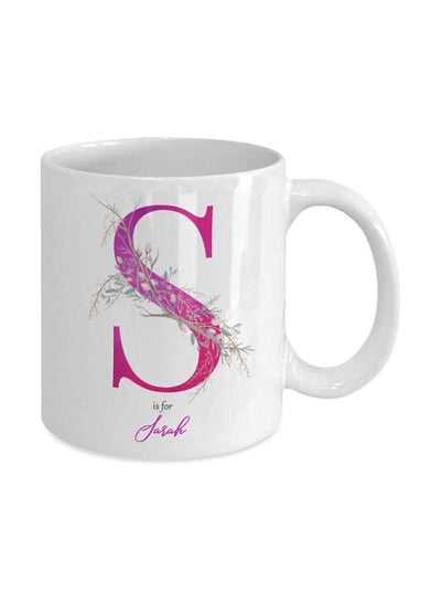 Buy S Is For Sarah Printed Mug White/Pink/Grey in UAE