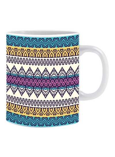 Buy Printed Ceramic Mug Blue/Yellow/Purple in Egypt