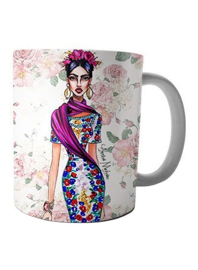 Buy Printed Ceramic Mug White/Pink/Blue in Egypt