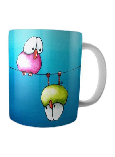 Buy Printed Ceramic Coffee Mug Blue/Pink/Yellow Standard in Egypt