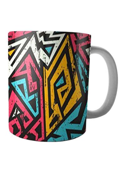 Buy Printed Ceramic Coffee Mug Red/Yellow/Black 350ml in Egypt