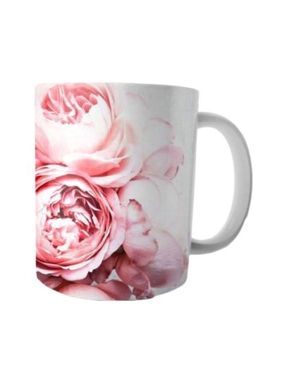 Buy Printed Ceramic Coffee Mug Pink/White Standard in Egypt