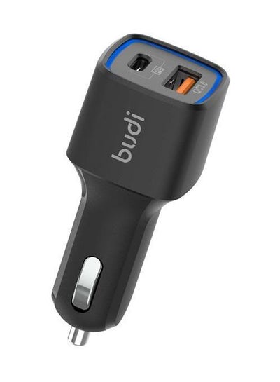 Buy 2-Port Car Charger With Qualcomm Quick Charge 3.0 Plus PD For Mobile Phones Black in UAE