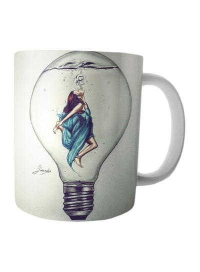 Buy Printed Ceramic Mug White/Blue/Beige in Egypt