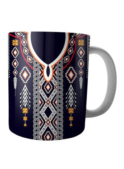 Buy Printed Ceramic Mug Blue/White/Red in Egypt