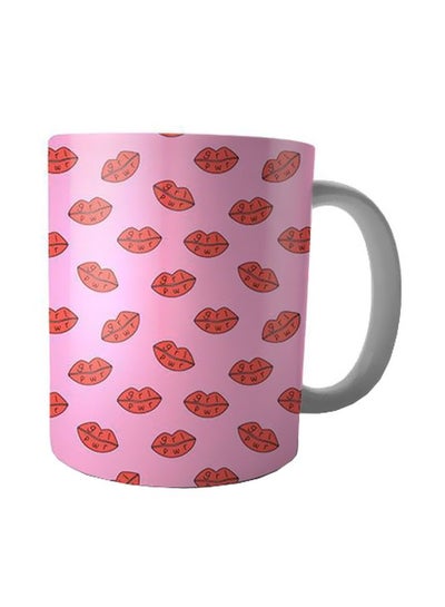 Buy Printed Ceramic Mug Pink/Red/White in Egypt