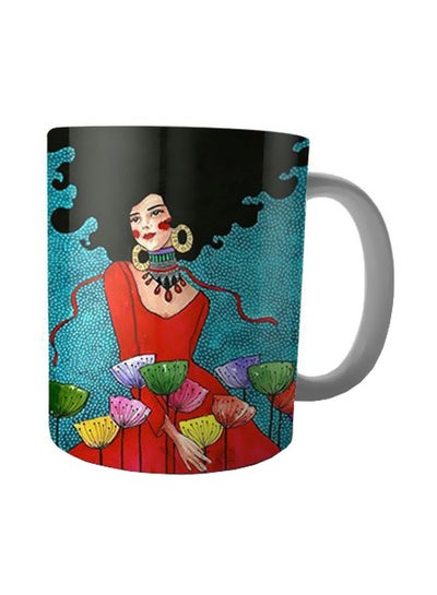 Buy Printed Ceramic Mug Blue/Red/Black in Egypt